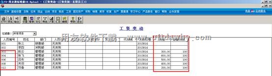 在工资变动中查看导入的数据图示