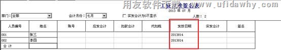 显示发放日期的签名表图示