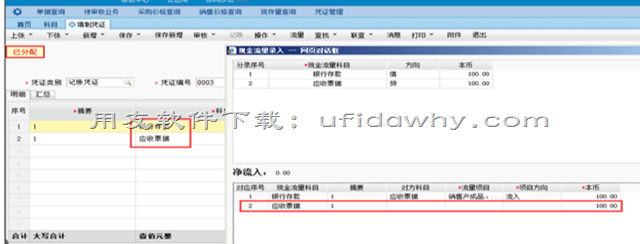 自动分配的现金流量不对，一借一贷出现了多行现金流量分配信息？