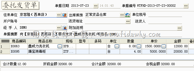 委托发货单新增操作图示