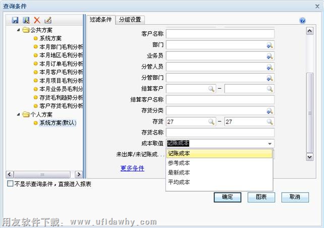 销售毛利分析表查询界面