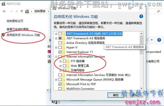 安装windows 10操作系统的IIS操作步骤第三步图示