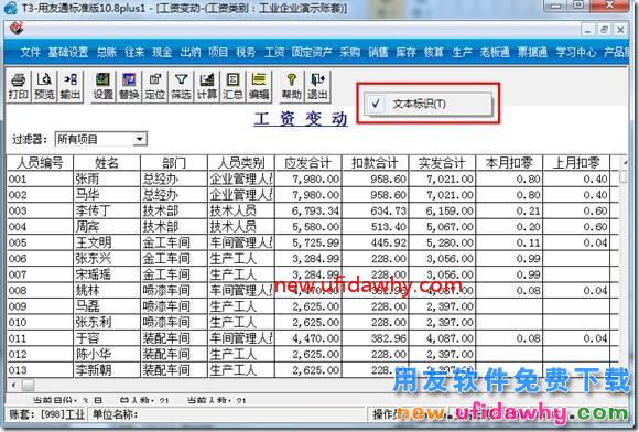 用友T3工资变动的菜单栏没有文字说明？ 用友T3 第2张