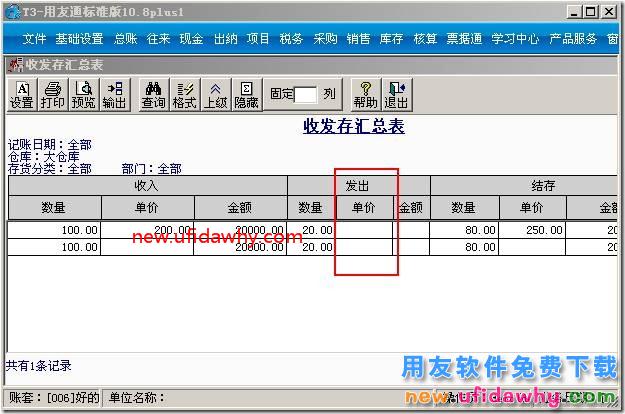 用友T3核算收发存汇总表里面没有单价与金额？ 用友T3 第1张